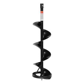 VEVOR Ice Auger Drill Bit, 8" Dia. High-Strength Steel Ice Fishing Augers, Weather-Resistant Spiral Drill Bits Replacement with Center Tip